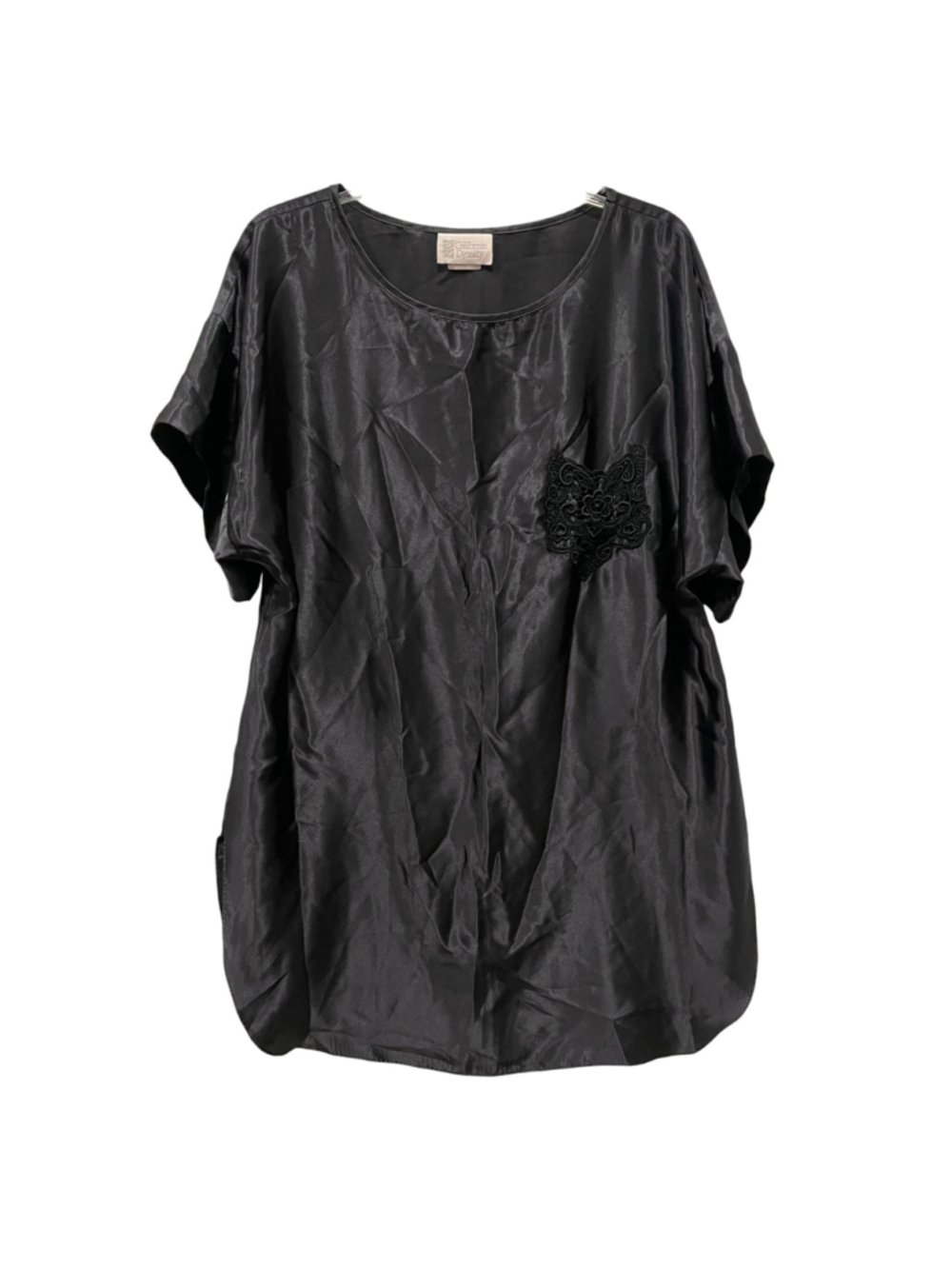 Vintage Women's Size Medium California Dynasty Satin Sleep Shirt Black